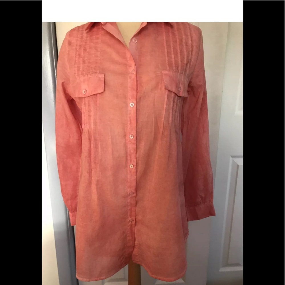 Cailey 22 Blouse Roll Sleeves Stitched Pleats Sz S